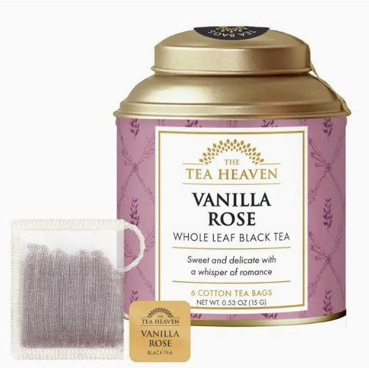 The Tea heaven Vanilla Rose 6 bag Mini Canister
