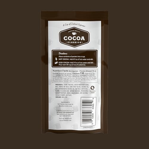 Cocoa Classics Arctic White Cocoa Mix, Hot Chocolate, Made with Nonfat Milk, Just Add Hot Water, Make Hot or Iced Cocoa, Gluten Free, 1.25oz Packets (Pack of 36)