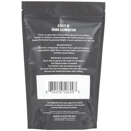 Harney & Sons Williamsburg Earl Grey, 20 sachets | Black Tea and Oolong Tea, with Bergamot Oil,