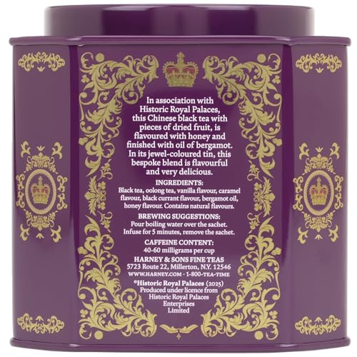Harney & Sons Tower of London Black Tea with Stone Fruit, Bergamot and Honey Flavors | 30 sachets, Historic Royal Palaces Collection (Tin Design May Vary)