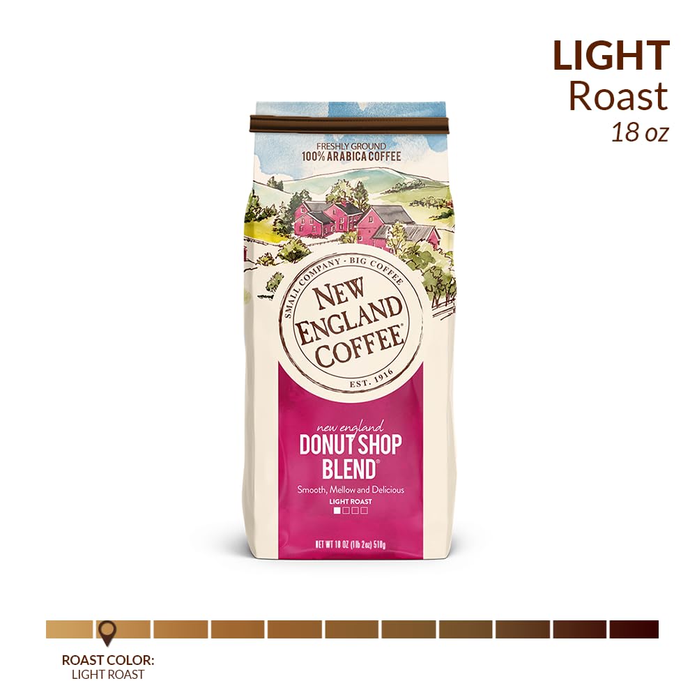 New England Coffee Breakfast Blend Medium Roast Ground Coffee, 12oz Bag (Pack of 1)