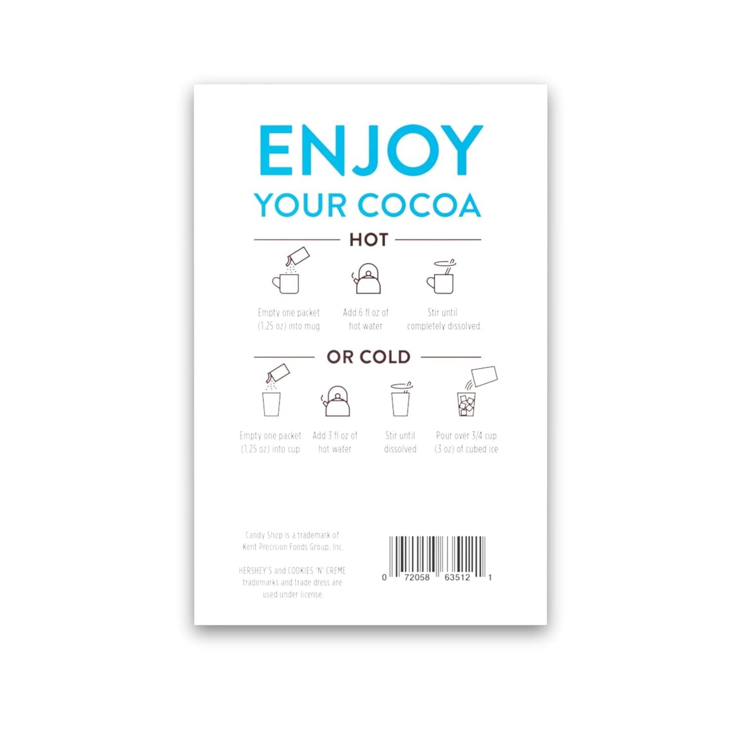 Candy Shop Cocoa HERSHEY'S Milk Chocolate Cocoa Mix, Hot Chocolate, Make Hot or Iced Cocoa, Made With Real Milk, Gluten Free, 1.25 oz packet (24 count)