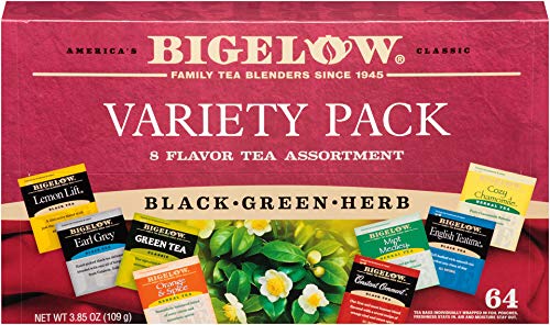 Bigelow Tea Assortment, Green, Black, and Herbal Teas with English Teatime, Constant Comment, Lemon Lift, Earl Grey, Green, Cozy Chamomile, Orange Spice, Mint Medley, 64 Tea Bags (Pack of 1)