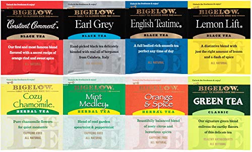 Bigelow Tea Assortment, Green, Black, and Herbal Teas with English Teatime, Constant Comment, Lemon Lift, Earl Grey, Green, Cozy Chamomile, Orange Spice, Mint Medley, 64 Tea Bags (Pack of 1)