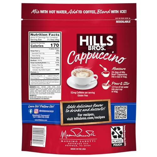 Hills Bros. Cappuccino Mix – Rich, Frothy Coffeehouse-Tasting Instant Drink Mix – Quick and Easy Preparation – Perfect for Hot & Iced Drinks & Creaming Coffee – Rich Variety Pack, 2 Packs of 16oz & 1 Pack of 14oz