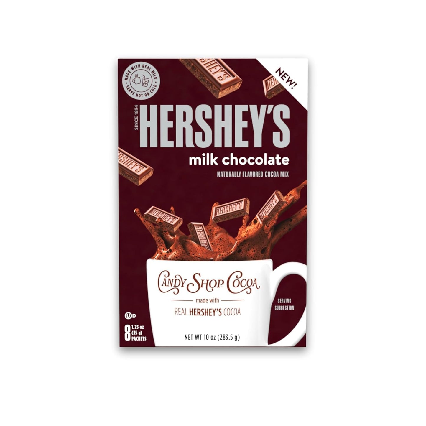 Candy Shop Cocoa HERSHEY'S Milk Chocolate Cocoa Mix, Hot Chocolate, Make Hot or Iced Cocoa, Made With Real Milk, Gluten Free, 1.25 oz packet (24 count)
