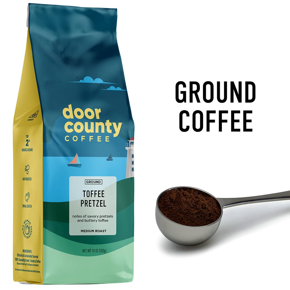 Door County Coffee Cinnamon Hazelnut Flavored Coffee - 10oz Bag - Ground Medium Roast - 100% Arabica