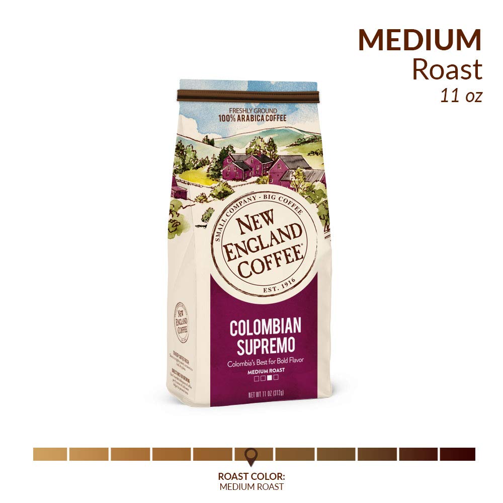 New England Coffee Breakfast Blend Medium Roast Ground Coffee, 12oz Bag (Pack of 1)