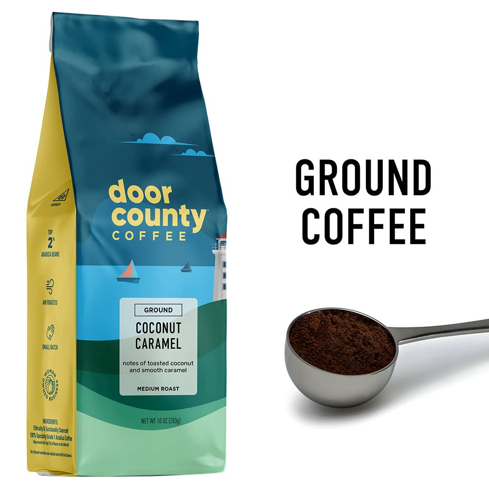 Door County Coffee Cinnamon Hazelnut Flavored Coffee - 10oz Bag - Ground Medium Roast - 100% Arabica