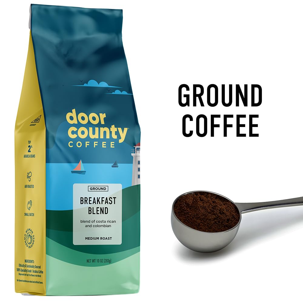 Door County Coffee Cinnamon Hazelnut Flavored Coffee - 10oz Bag - Ground Medium Roast - 100% Arabica