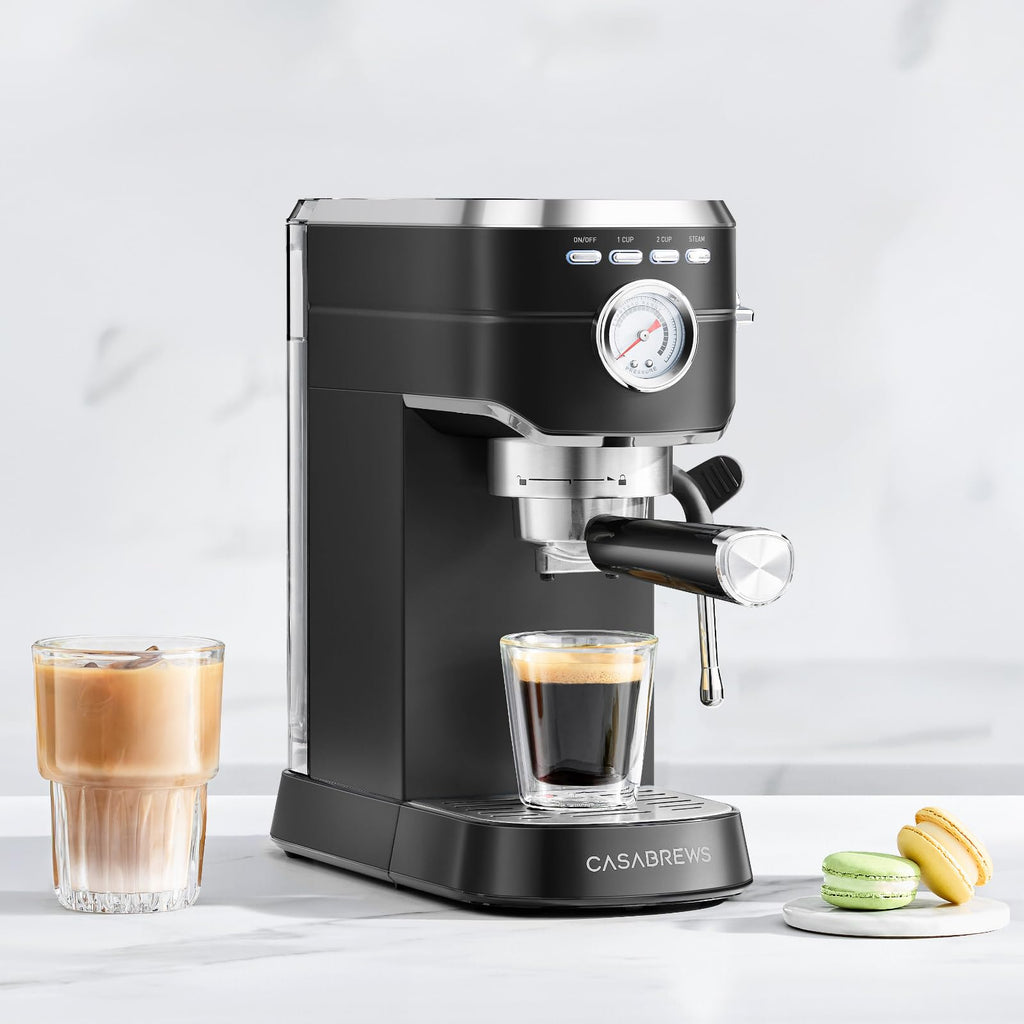 CASABREWS CM5418 Espresso Machine 20 Bar, Compact Espresso Maker with Steam Milk Frother, Stainless Steel Coffee Machine with 34oz Removable Water Tank for Cappuccino, Latte, Silver