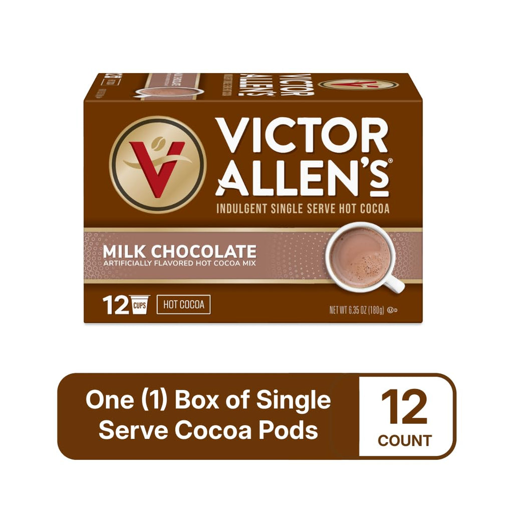 Victor Allen's Coffee, Milk Chocolate Hot Cocoa, 12 Count, Single Serve Hot Cocoa Pods for Keurig K-Cup Brewers