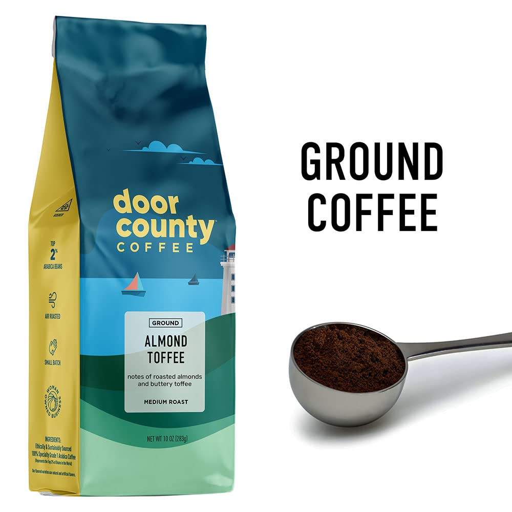 Door County Coffee Cinnamon Hazelnut Flavored Coffee - 10oz Bag - Ground Medium Roast - 100% Arabica
