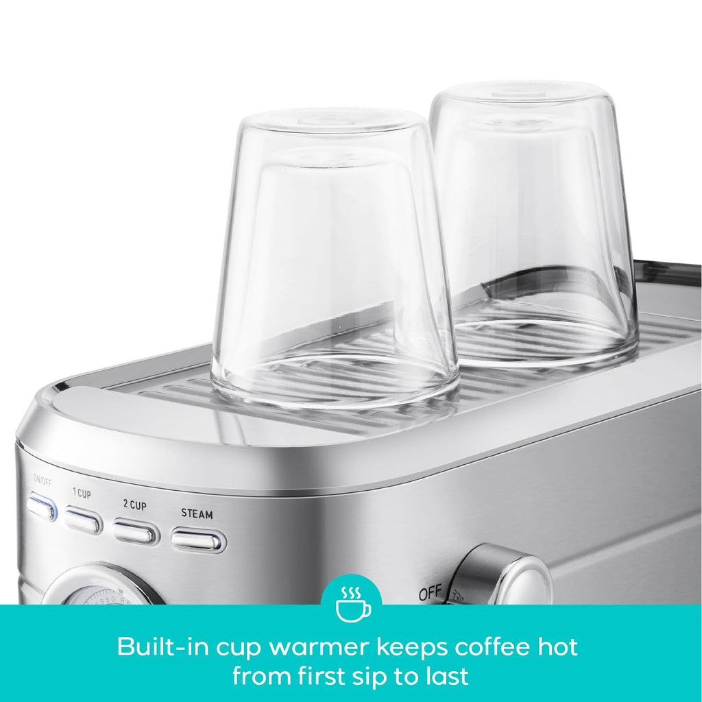 CASABREWS CM5418 Espresso Machine 20 Bar, Compact Espresso Maker with Steam Milk Frother, Stainless Steel Coffee Machine with 34oz Removable Water Tank for Cappuccino, Latte, Silver