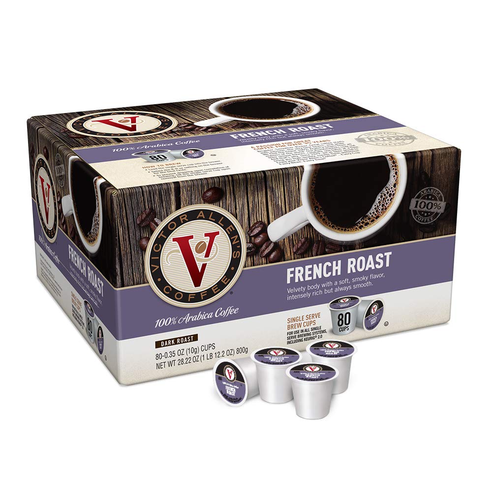 Victor Allen's Coffee French Roast and Italian Roast Dark Roast Coffee Pods for Keurig (80 Count)