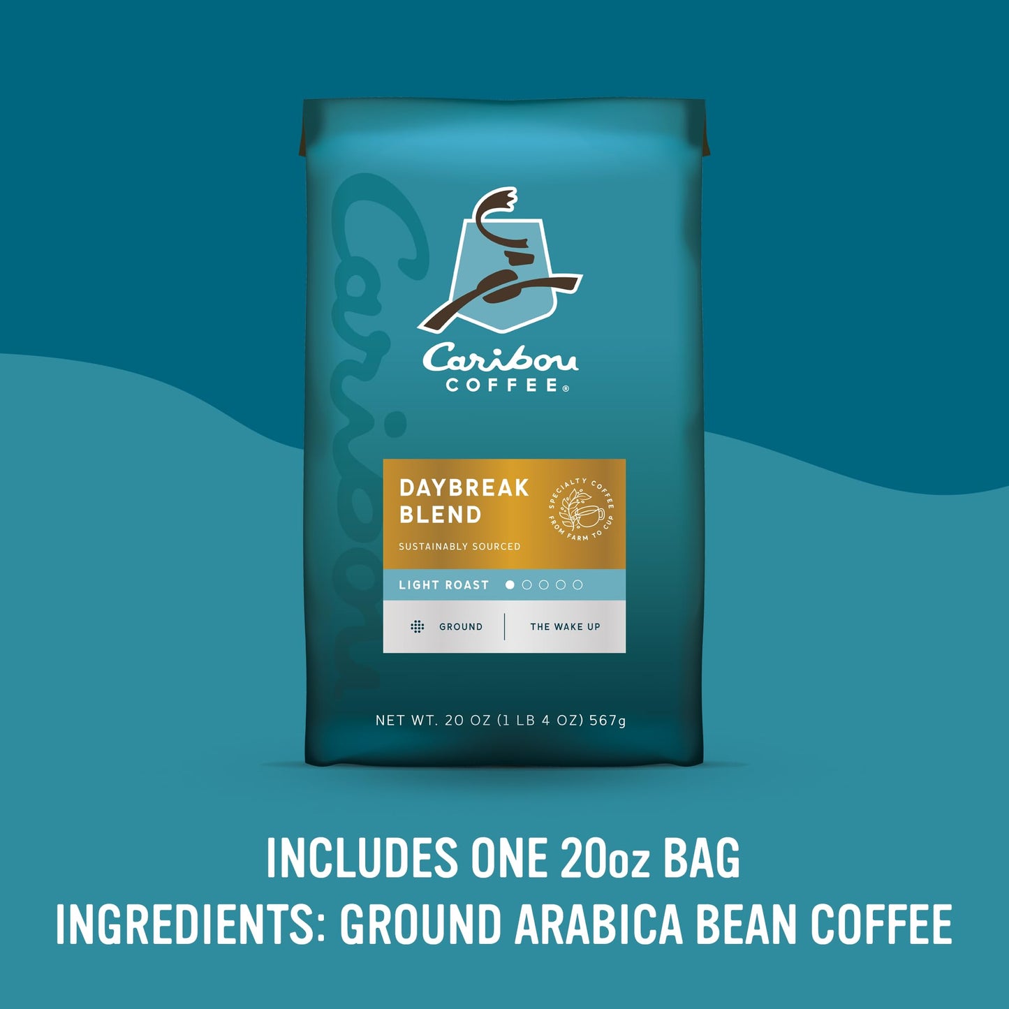 Caribou Coffee, Light Roast Ground Coffee - Daybreak Morning Blend 20 Ounce Bag