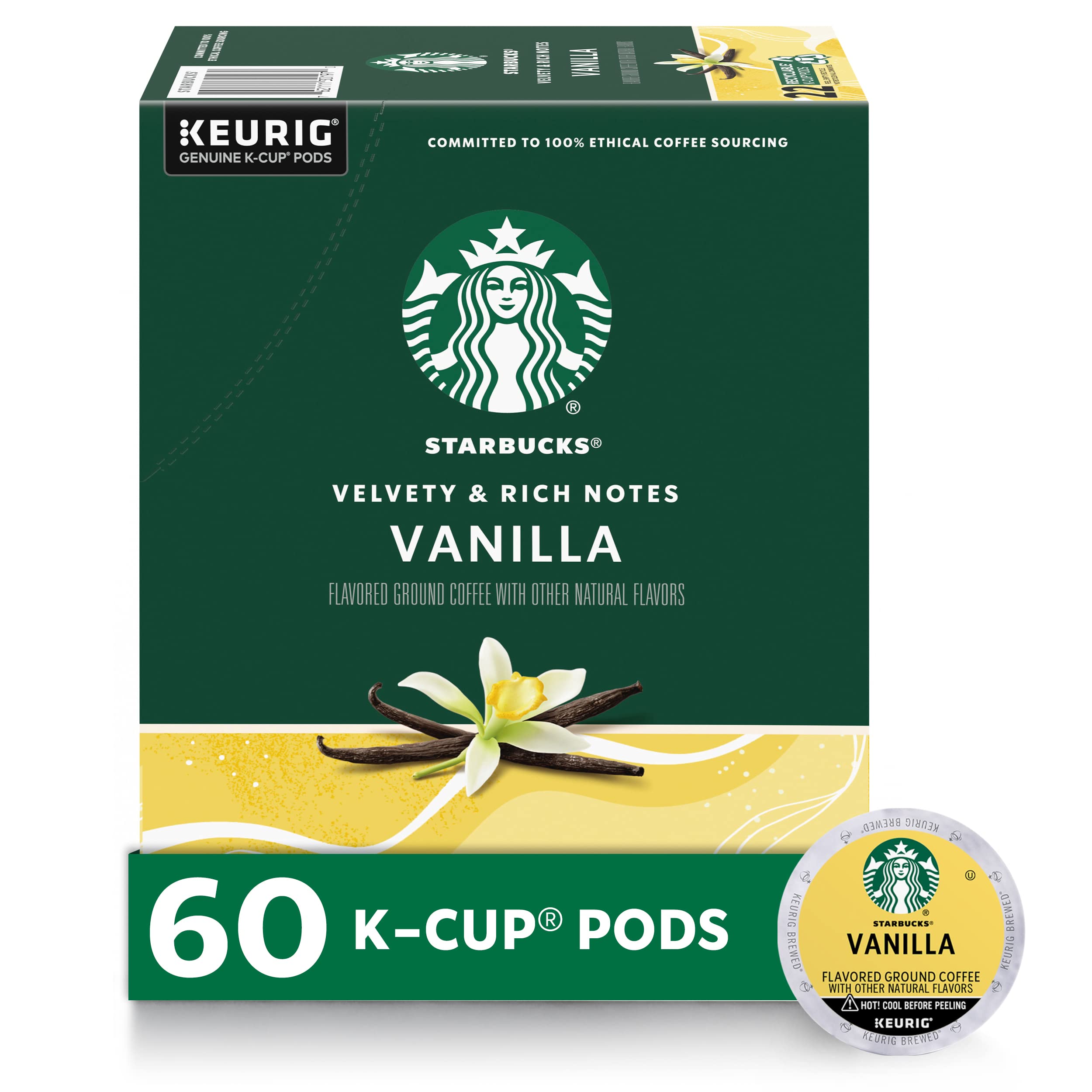 Starbucks Coffee K-Cup Pods,  Flavored Selection Coffee, Naturally Flavored, 100% Arabica, 6 Boxes (60 Pods Total)