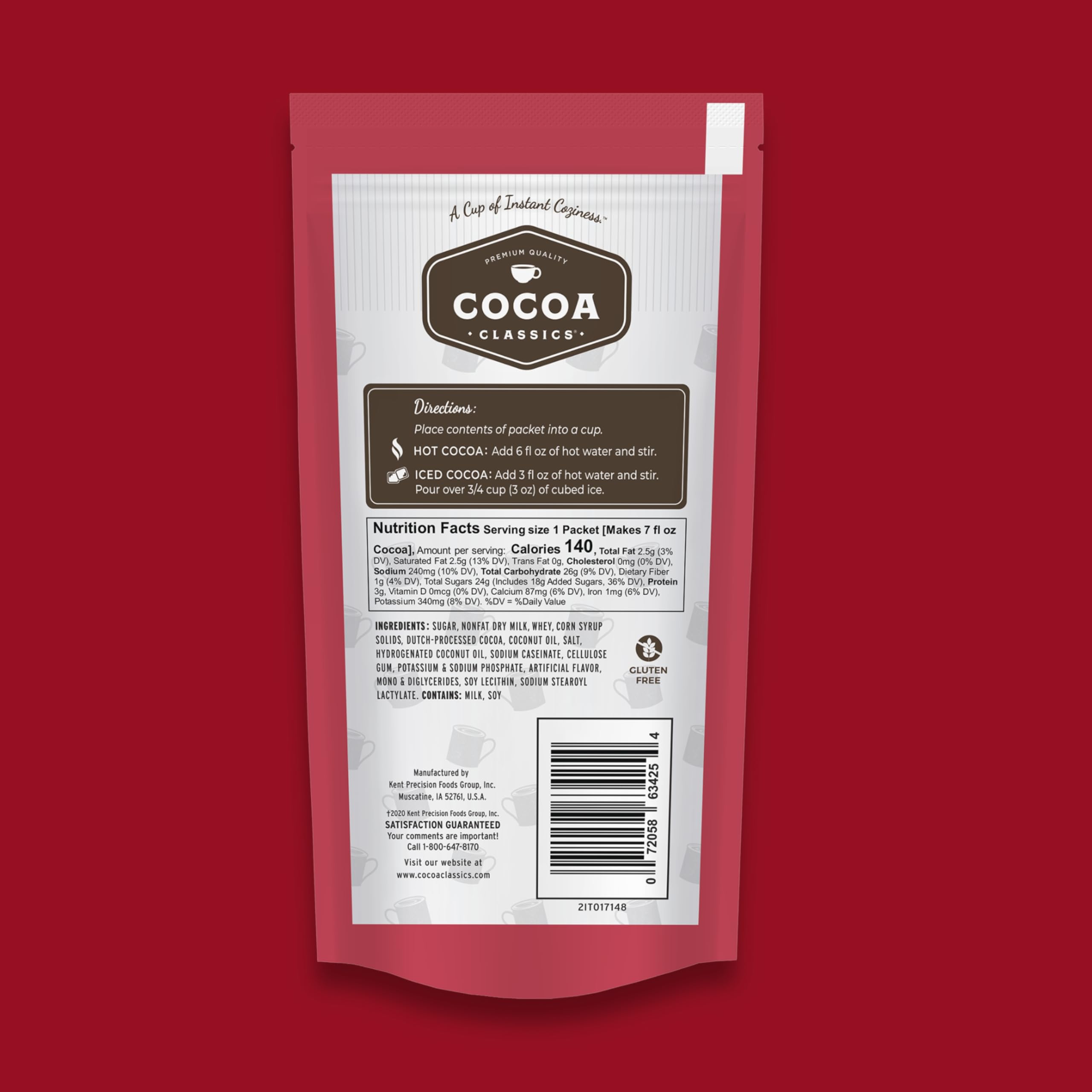 Cocoa Classics Arctic White Cocoa Mix, Hot Chocolate, Made with Nonfat Milk, Just Add Hot Water, Make Hot or Iced Cocoa, Gluten Free, 1.25oz Packets (Pack of 36)