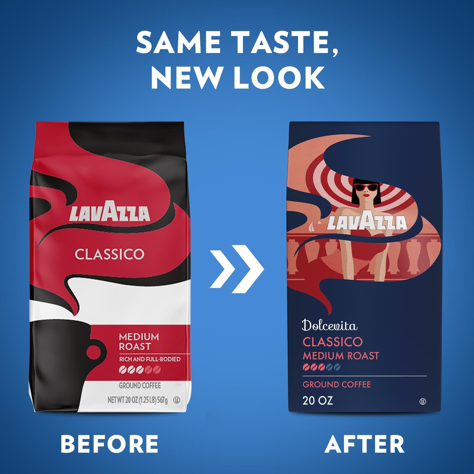 Lavazza Dolcevita Classico Ground Coffee 12oz Bag, Medium Roast, Rich and Full-bodied, Intensity 3/5, Arabica and Robusta, Ideal for Drip Brewers (Pack of 1) - Package May Vary