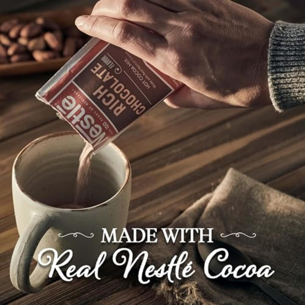 Nestle Hot Chocolate Packets, Hot Cocoa Mix, Rich Chocolate Flavor, Made with Real Cocoa, 0.71 oz, Bulk Pack (50 Count)