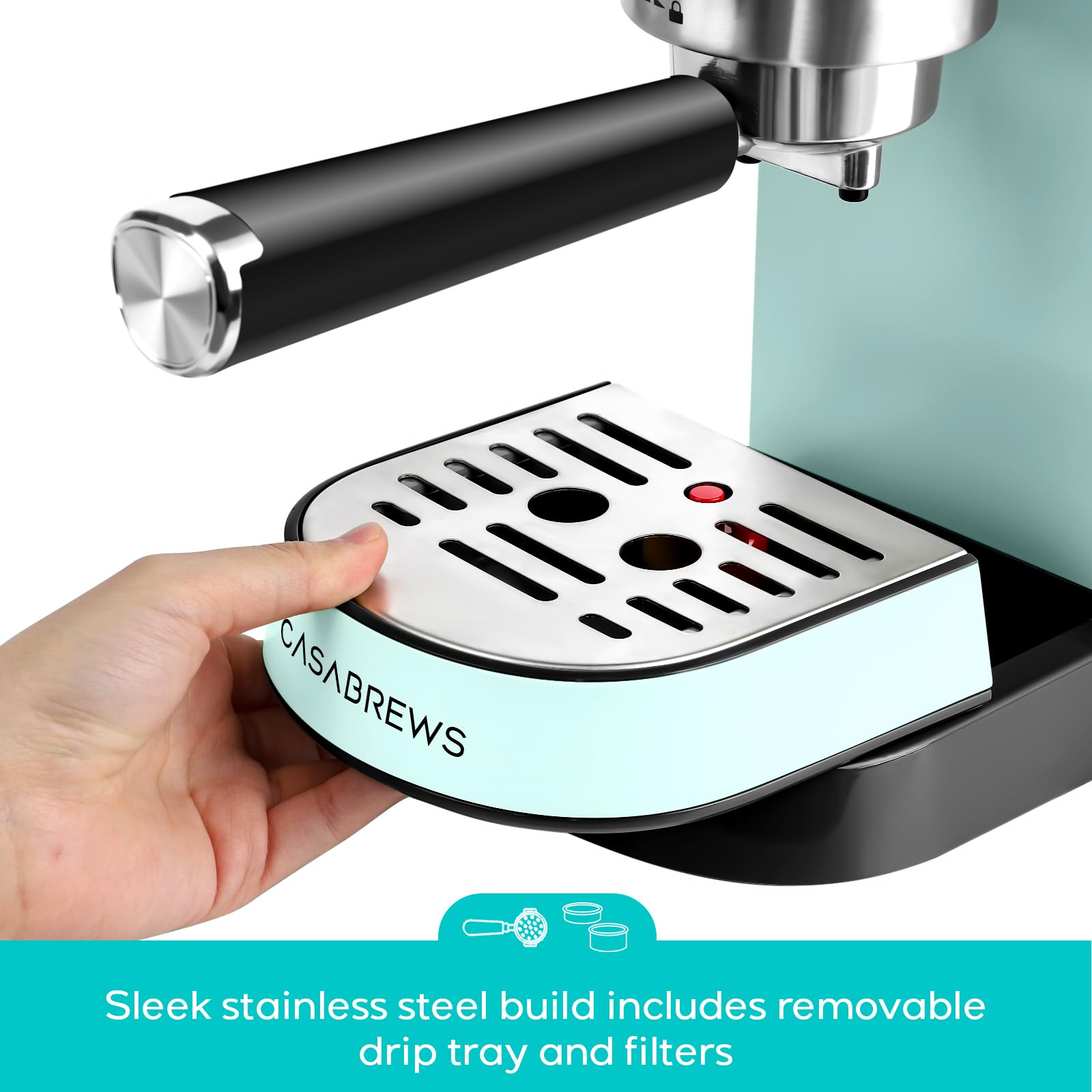 CASABREWS CM5418 Espresso Machine 20 Bar, Compact Espresso Maker with Steam Milk Frother, Stainless Steel Coffee Machine with 34oz Removable Water Tank for Cappuccino, Latte, Silver