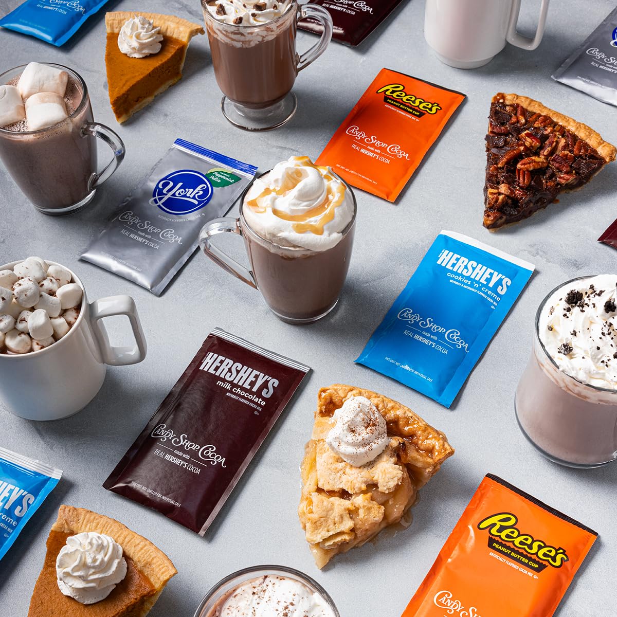 Candy Shop Cocoa HERSHEY'S Milk Chocolate Cocoa Mix, Hot Chocolate, Make Hot or Iced Cocoa, Made With Real Milk, Gluten Free, 1.25 oz packet (24 count)