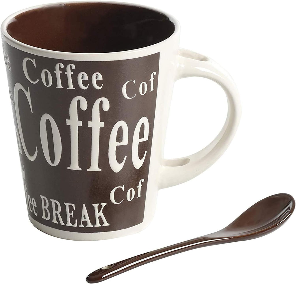 Mr. Coffee Bareggio Mug and Spoon Set, Café Americano, 8-Piece Mug and Spoon Set (14oz)