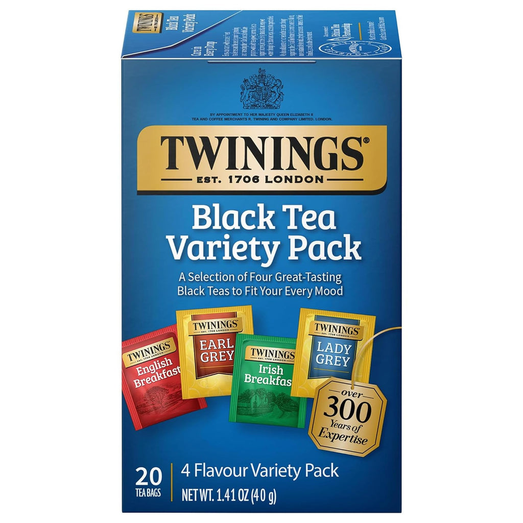 Twinings English Breakfast Black Tea Individually Wrapped Bags, 100 Count (Pack of 1), Smooth, Flavourful, and Robust, Caffeinated, Enjoy Hot or Iced, 100 Teabags