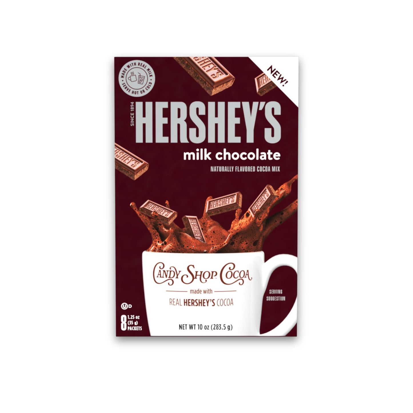 Candy Shop Cocoa HERSHEY'S Milk Chocolate Cocoa Mix, Hot Chocolate, Make Hot or Iced Cocoa, Made With Real Milk, Gluten Free, 1.25 oz packet (24 count)