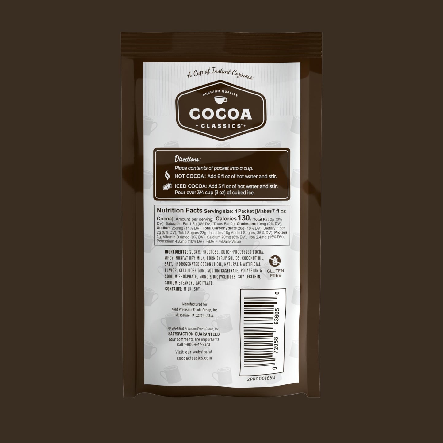 Cocoa Classics Arctic White Cocoa Mix, Hot Chocolate, Made with Nonfat Milk, Just Add Hot Water, Make Hot or Iced Cocoa, Gluten Free, 1.25oz Packets (Pack of 36)