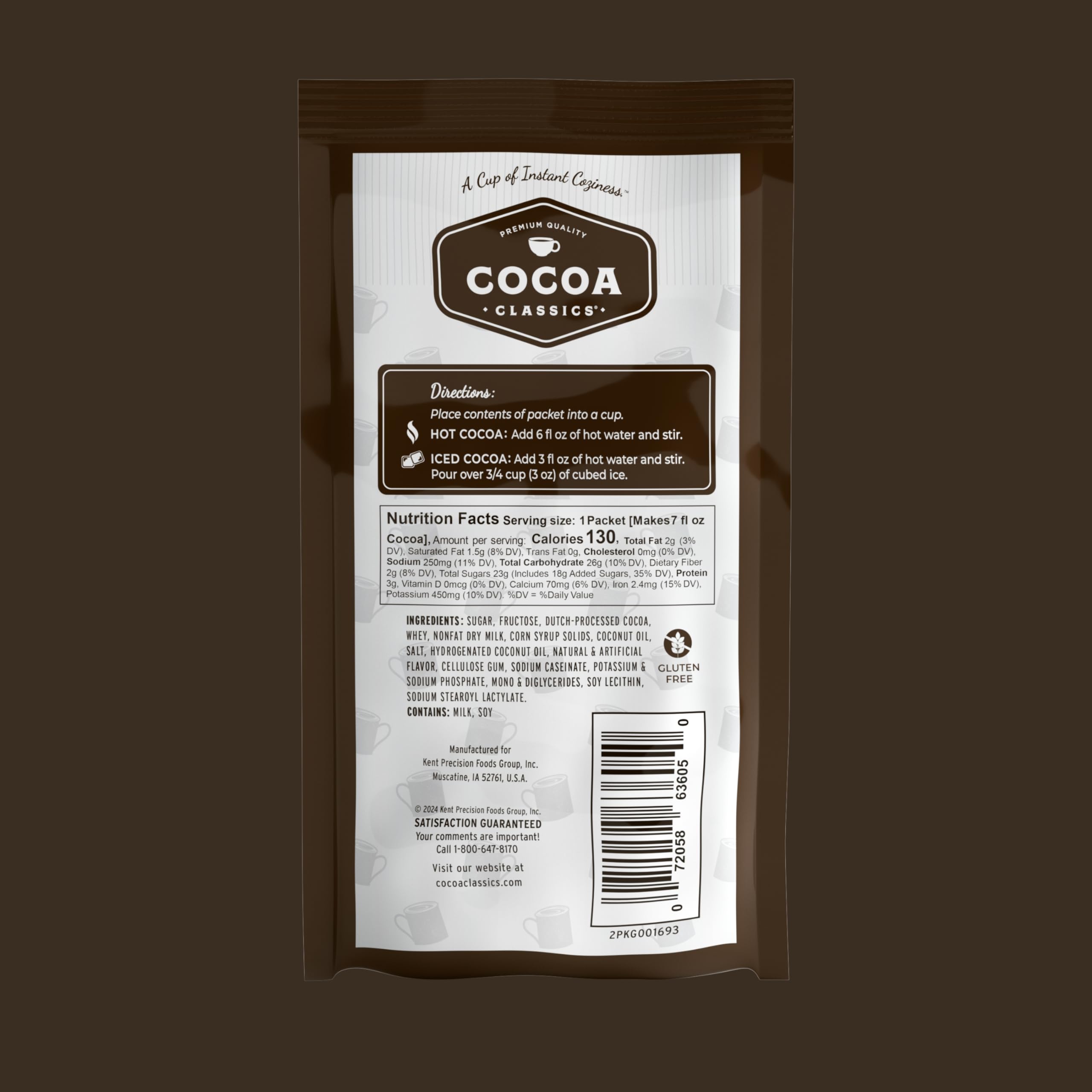 Cocoa Classics Arctic White Cocoa Mix, Hot Chocolate, Made with Nonfat Milk, Just Add Hot Water, Make Hot or Iced Cocoa, Gluten Free, 1.25oz Packets (Pack of 36)
