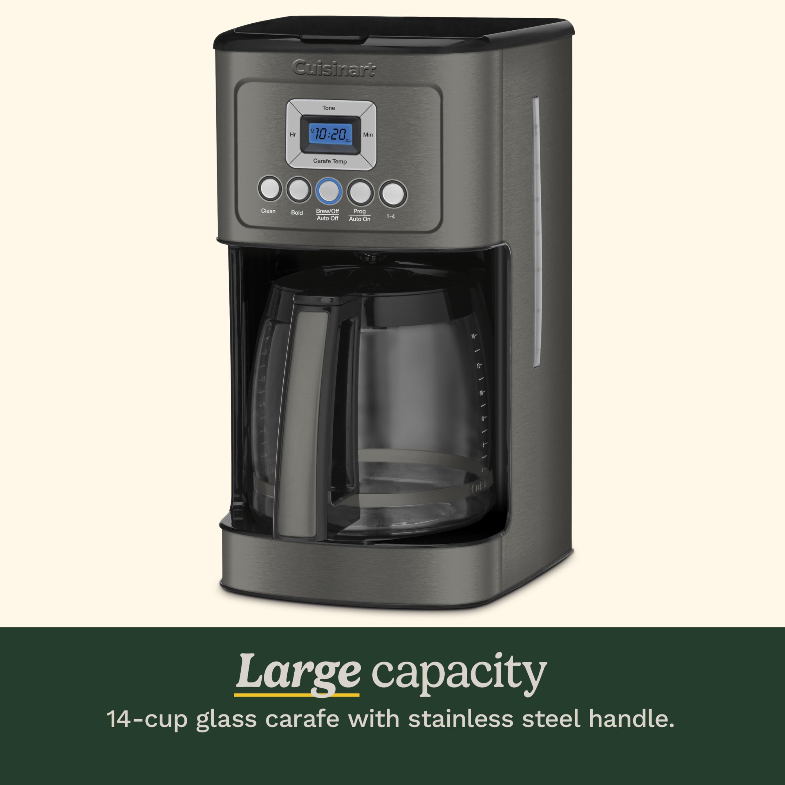 Cuisinart 14-Cup Coffee Maker, Programmable PerfecTemp Glass Carafe Coffee Machine with 1-4 Cup Setting, Brew Strength Control and Brew Pause, Stainless Steel, DCC-3200NAS