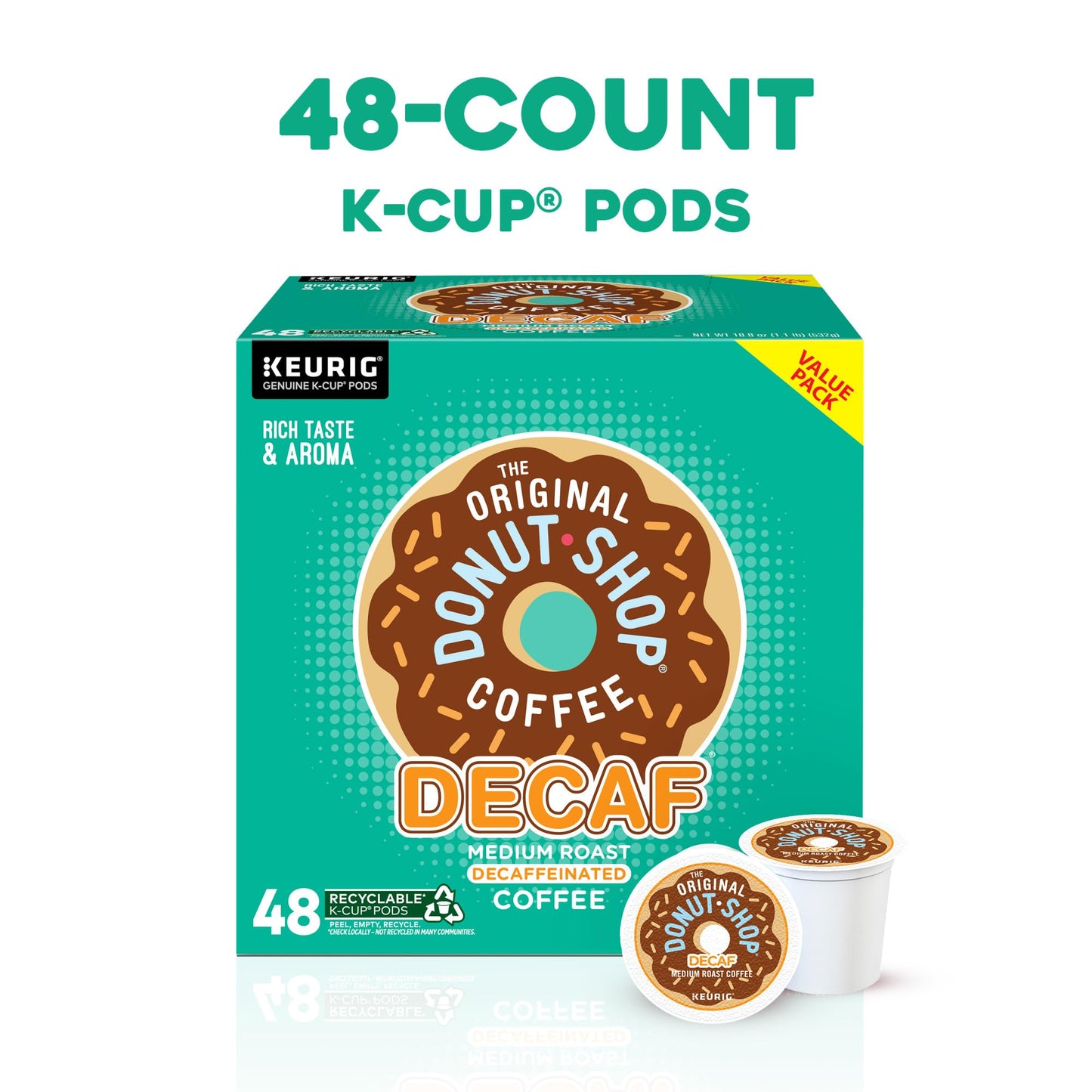 The Original Donut Shop Regular, Single-Serve Keurig K-Cup Pods, Medium Roast Coffee Pods, 32 Count