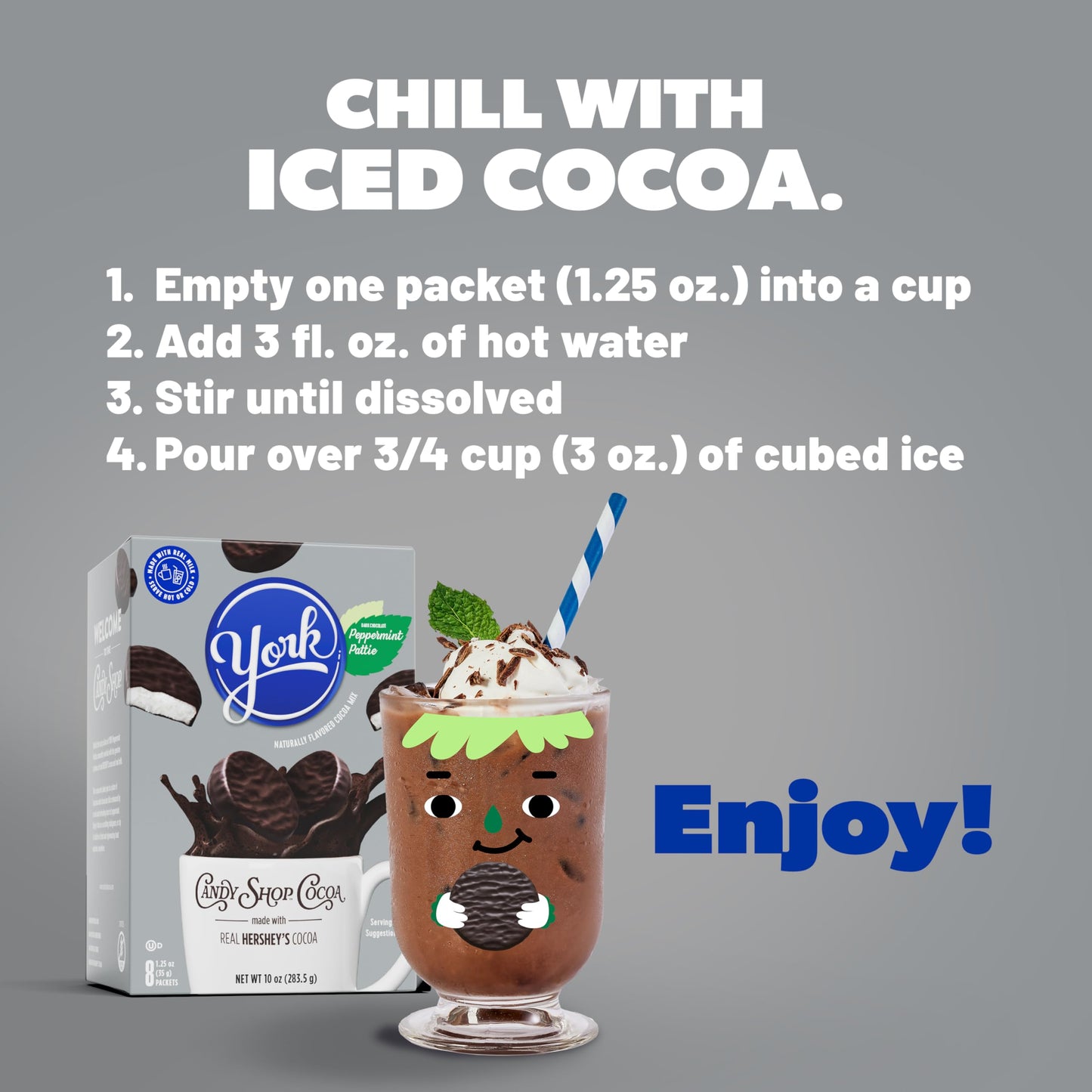 Candy Shop Cocoa HERSHEY'S Milk Chocolate Cocoa Mix, Hot Chocolate, Make Hot or Iced Cocoa, Made With Real Milk, Gluten Free, 1.25 oz packet (24 count)