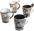 Mr. Coffee Bareggio Mug and Spoon Set, Café Americano, 8-Piece Mug and Spoon Set (14oz)