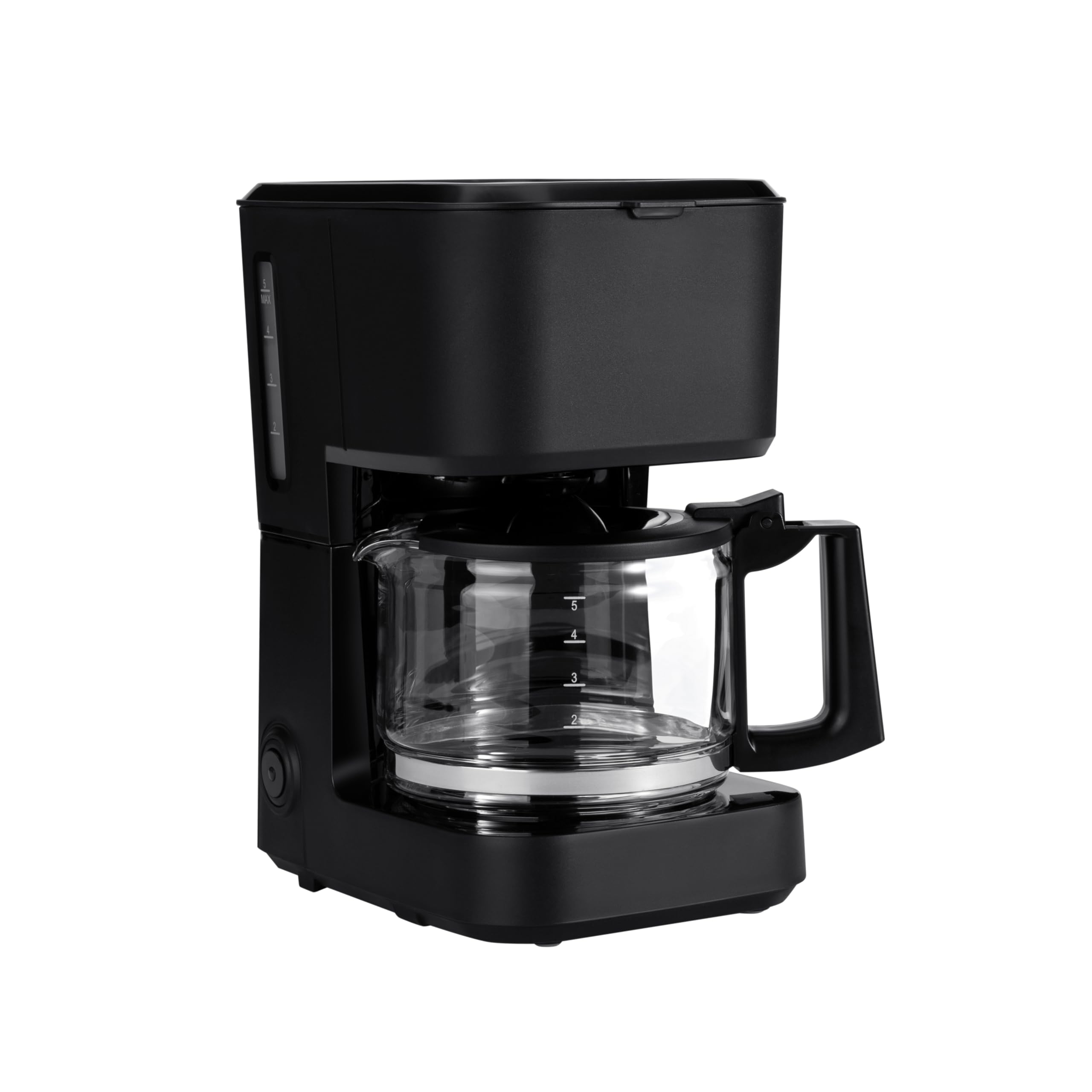 Amazon Basics 5 Cup Drip Coffee Maker, Coffee Machine with Glass Coffee Pot (0.8 Qt), Auto Shut-off, Auto Pause, Removable Filter Basket, Matte Black