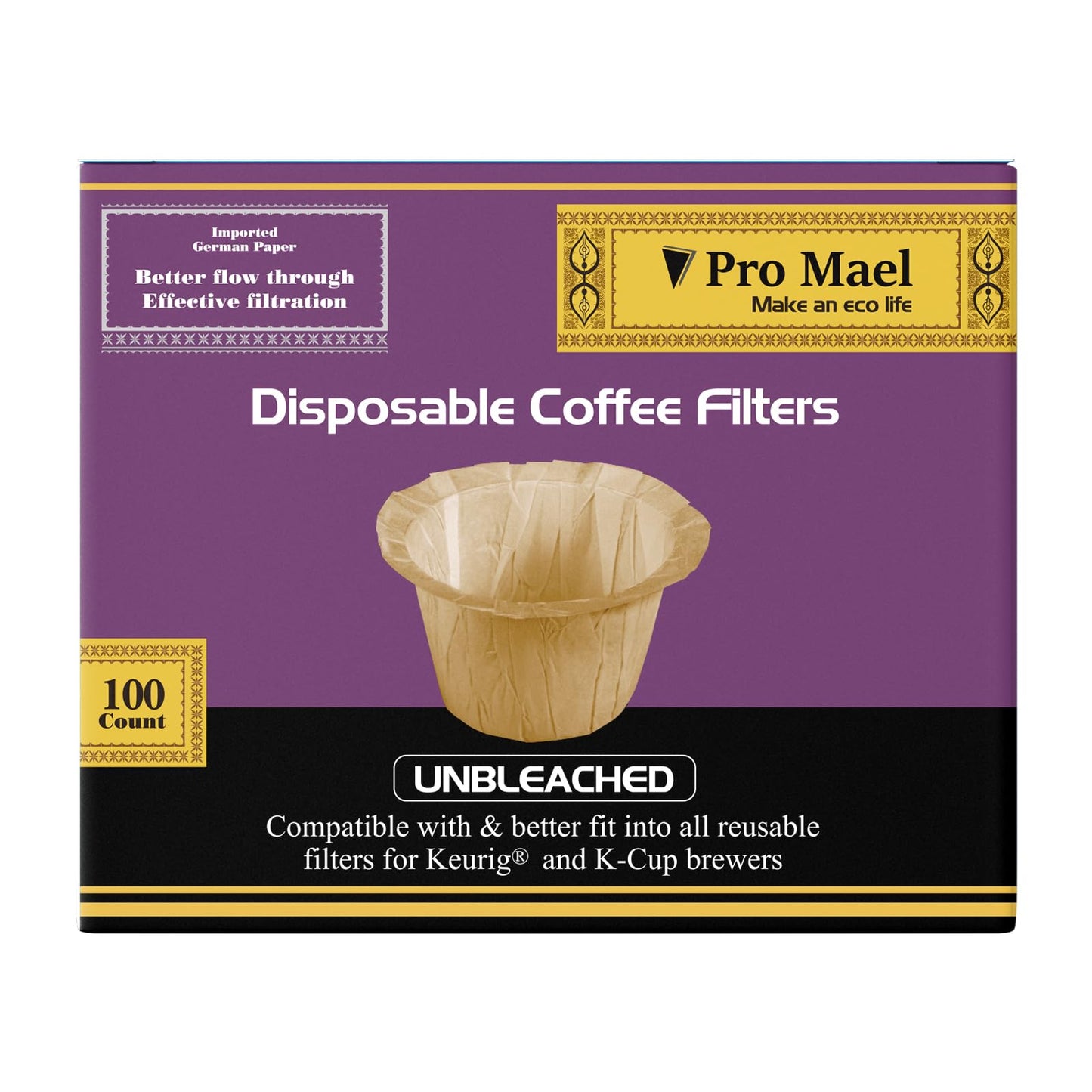 Pro Mael 360 Count Disposable K Cup Filters, Coffee Filter Paper for Keurig Brewers Single Serve 1.0 and 2.0, Use with Reusable K Cup Pods (White)