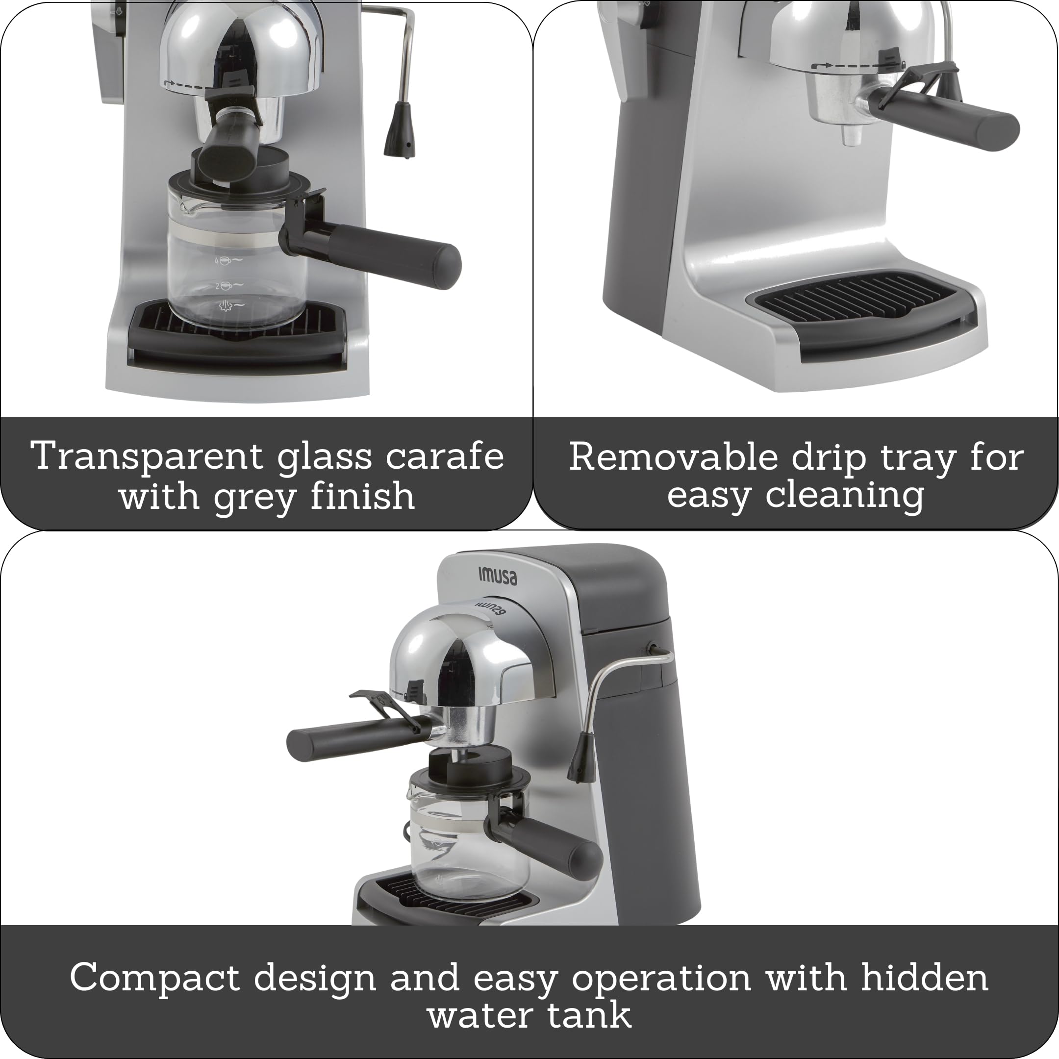 IMUSA USA GAU-18202 4 Cup Espresso/Cappuccino Maker,120 volts, Black