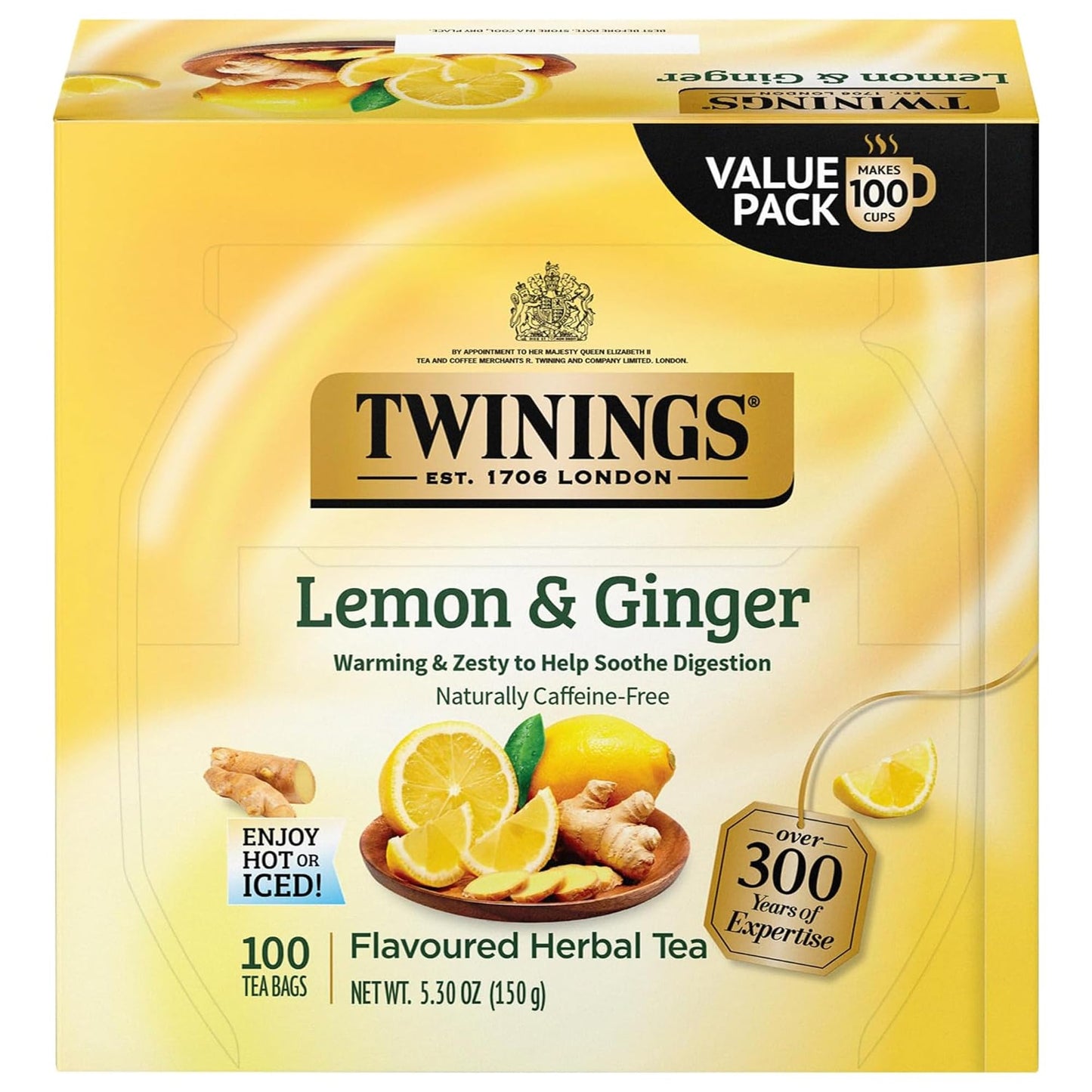 Twinings English Breakfast Black Tea Individually Wrapped Bags, 100 Count (Pack of 1), Smooth, Flavourful, and Robust, Caffeinated, Enjoy Hot or Iced, 100 Teabags