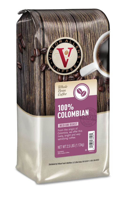Victor Allen's Coffee 100% Colombian, Medium Roast, Whole Bean Coffee, 2.5lb Bag