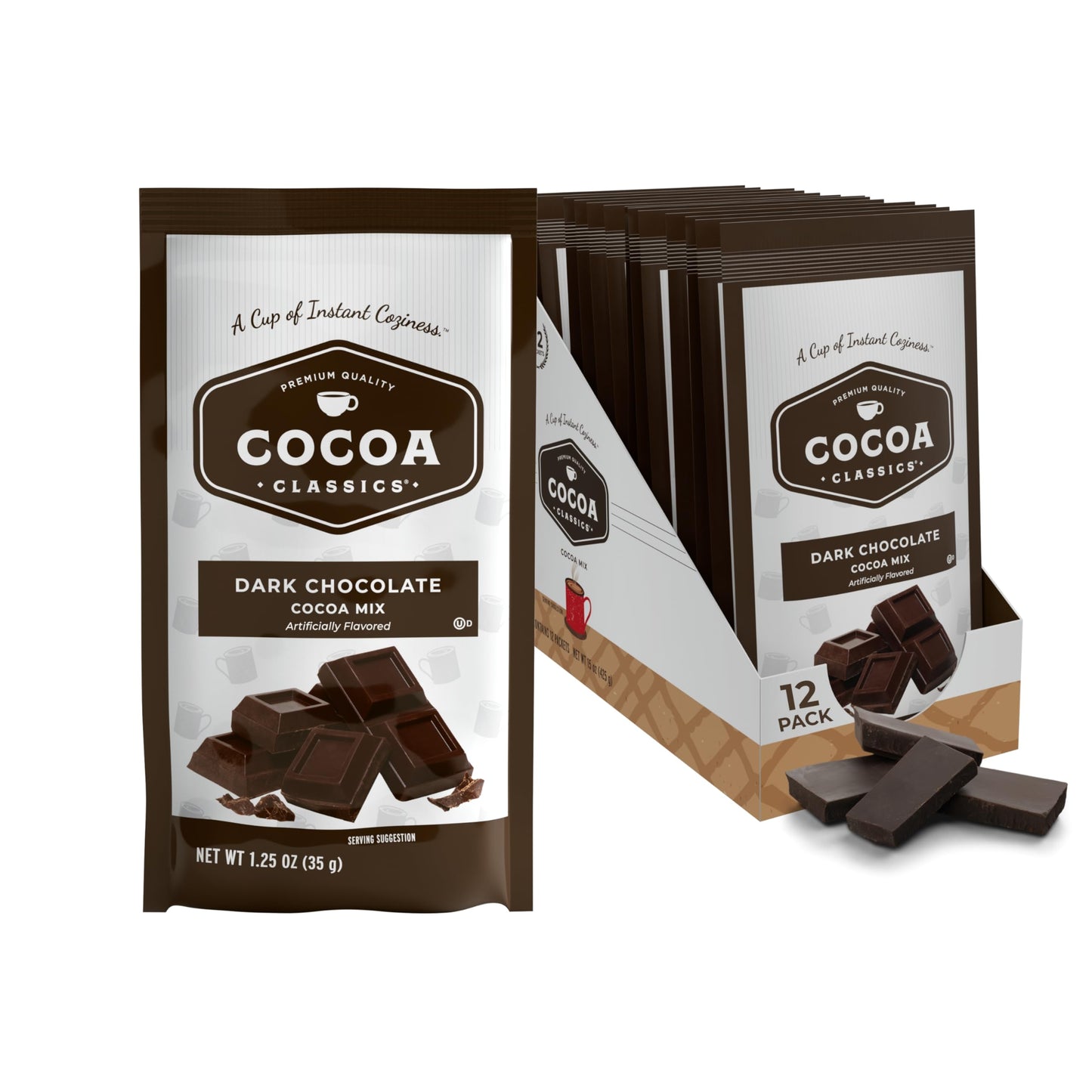 Cocoa Classics Arctic White Cocoa Mix, Hot Chocolate, Made with Nonfat Milk, Just Add Hot Water, Make Hot or Iced Cocoa, Gluten Free, 1.25oz Packets (Pack of 36)