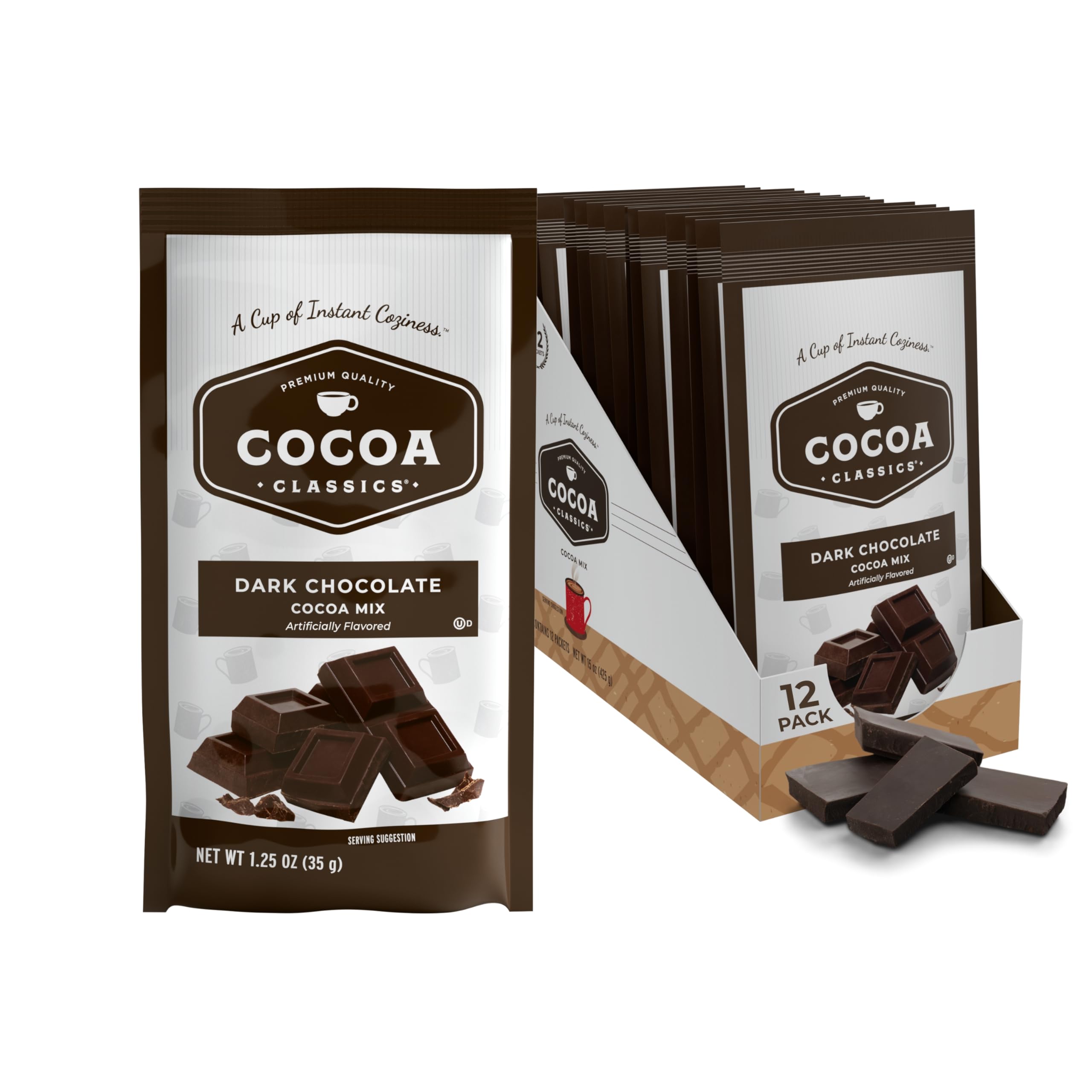 Cocoa Classics Arctic White Cocoa Mix, Hot Chocolate, Made with Nonfat Milk, Just Add Hot Water, Make Hot or Iced Cocoa, Gluten Free, 1.25oz Packets (Pack of 36)