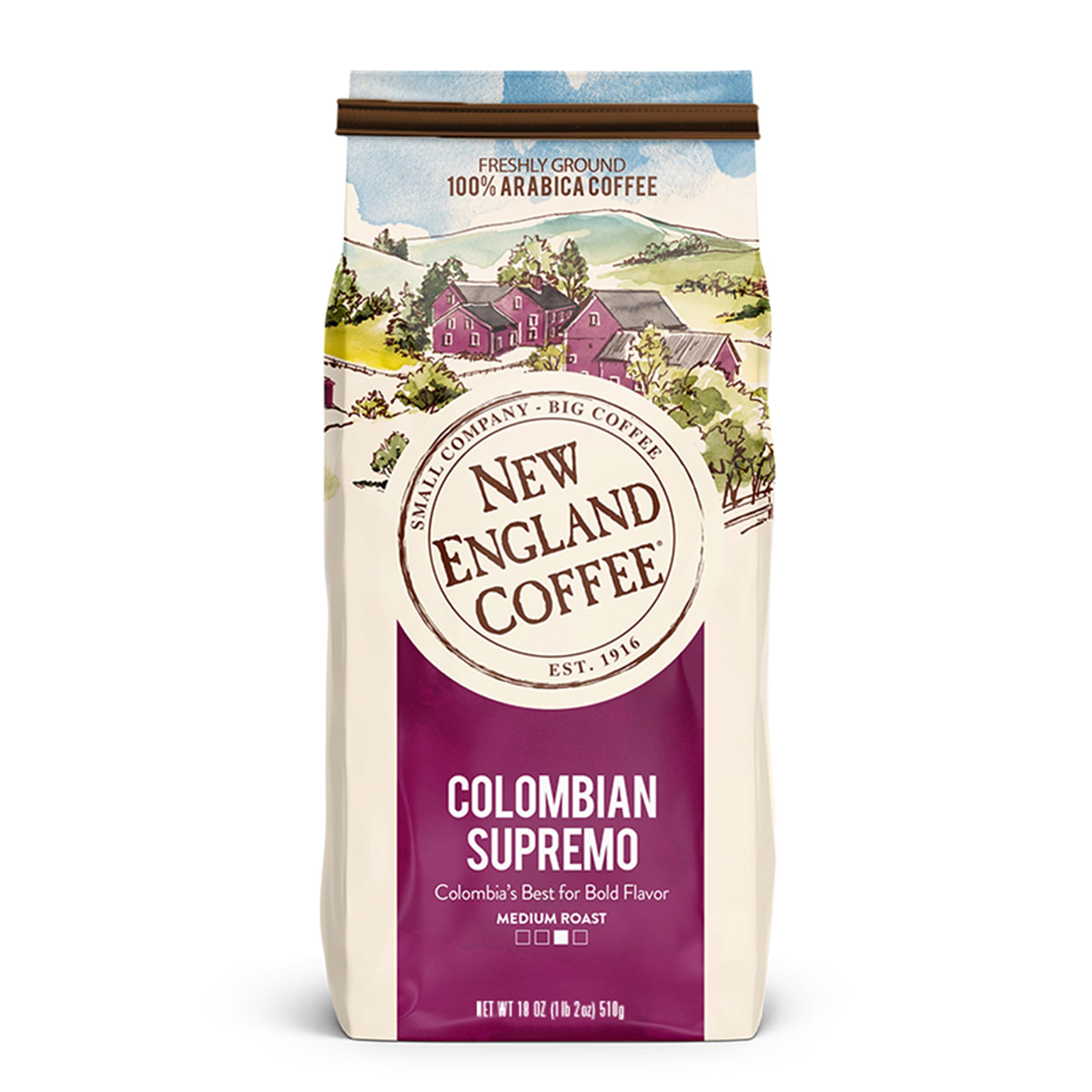 New England Coffee Breakfast Blend Medium Roast Ground Coffee, 12oz Bag (Pack of 1)