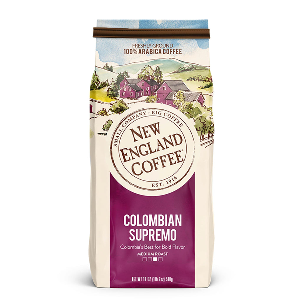 New England Coffee Breakfast Blend Medium Roast Ground Coffee, 12oz Bag (Pack of 1)