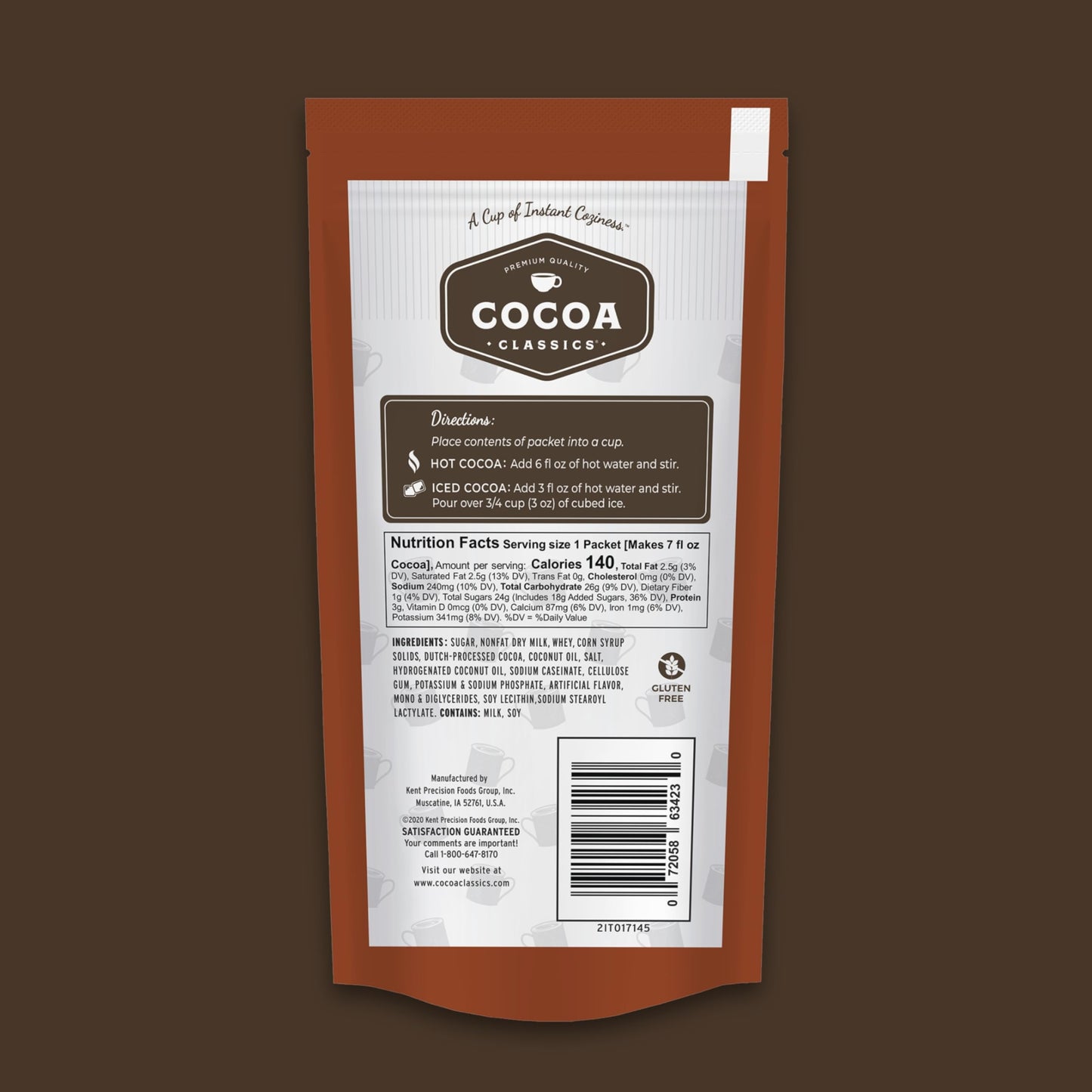 Cocoa Classics Arctic White Cocoa Mix, Hot Chocolate, Made with Nonfat Milk, Just Add Hot Water, Make Hot or Iced Cocoa, Gluten Free, 1.25oz Packets (Pack of 36)