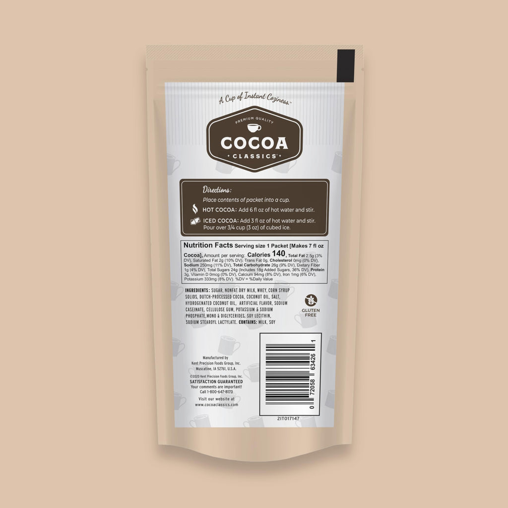 Cocoa Classics Arctic White Cocoa Mix, Hot Chocolate, Made with Nonfat Milk, Just Add Hot Water, Make Hot or Iced Cocoa, Gluten Free, 1.25oz Packets (Pack of 36)