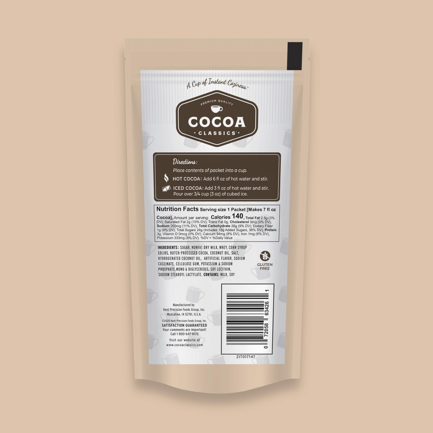 Cocoa Classics Arctic White Cocoa Mix, Hot Chocolate, Made with Nonfat Milk, Just Add Hot Water, Make Hot or Iced Cocoa, Gluten Free, 1.25oz Packets (Pack of 36)