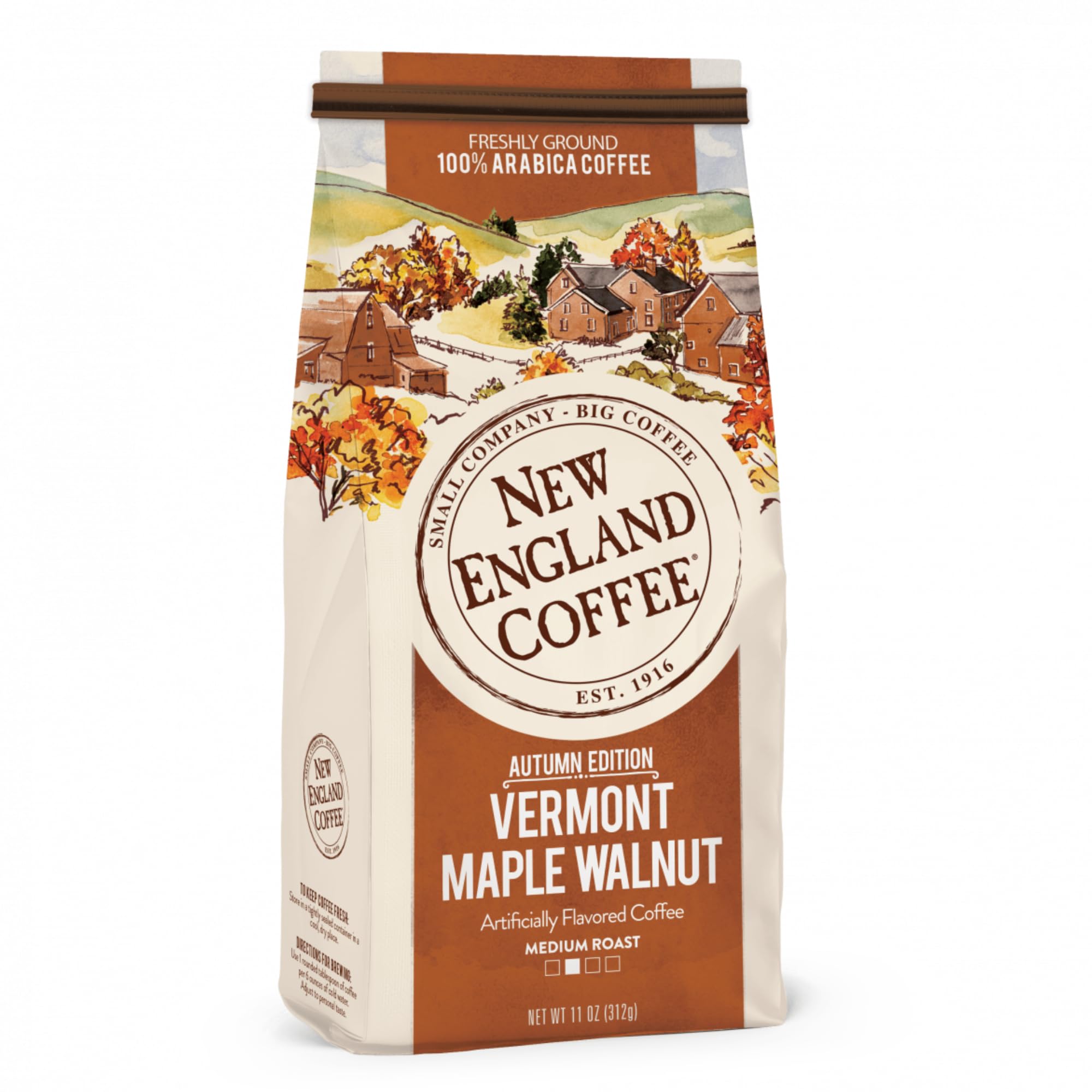 New England Coffee Breakfast Blend Medium Roast Ground Coffee, 12oz Bag (Pack of 1)
