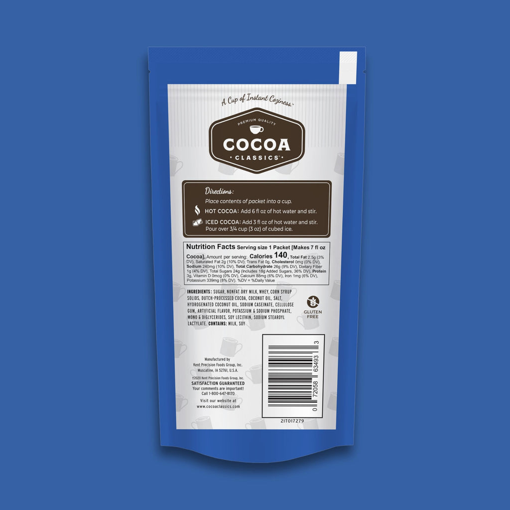 Cocoa Classics Arctic White Cocoa Mix, Hot Chocolate, Made with Nonfat Milk, Just Add Hot Water, Make Hot or Iced Cocoa, Gluten Free, 1.25oz Packets (Pack of 36)