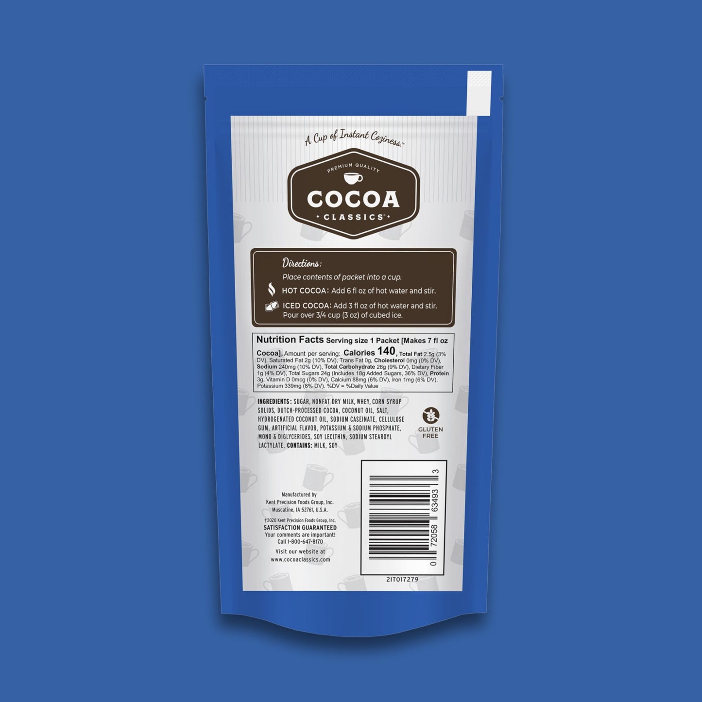 Cocoa Classics Arctic White Cocoa Mix, Hot Chocolate, Made with Nonfat Milk, Just Add Hot Water, Make Hot or Iced Cocoa, Gluten Free, 1.25oz Packets (Pack of 36)